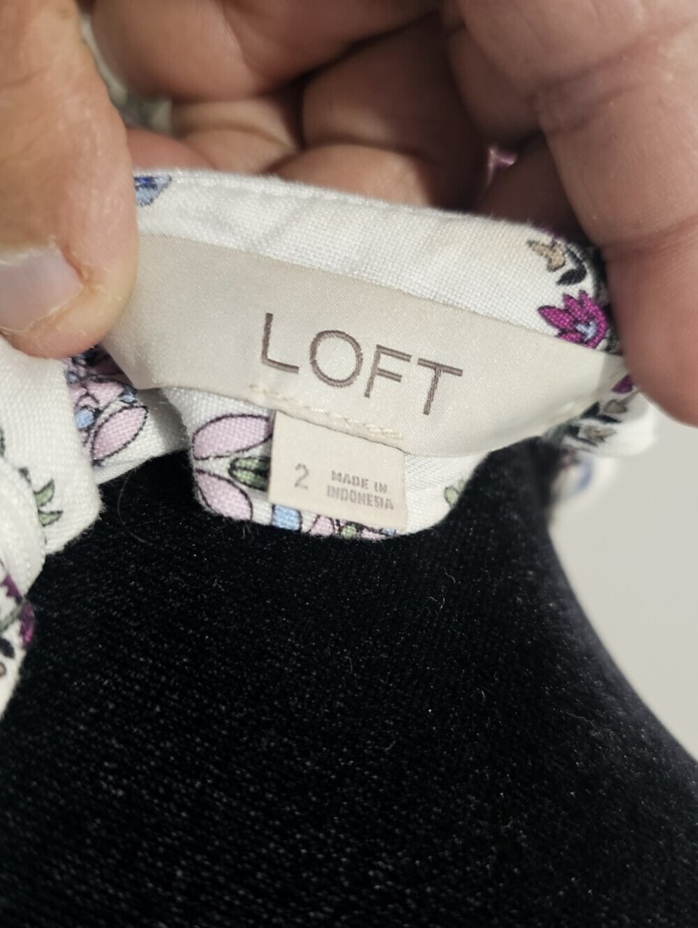 LOFT White Paisley Tie-Waist Linen Blend Mini Dress Size 2{Bx19} - Picture 11 of 15